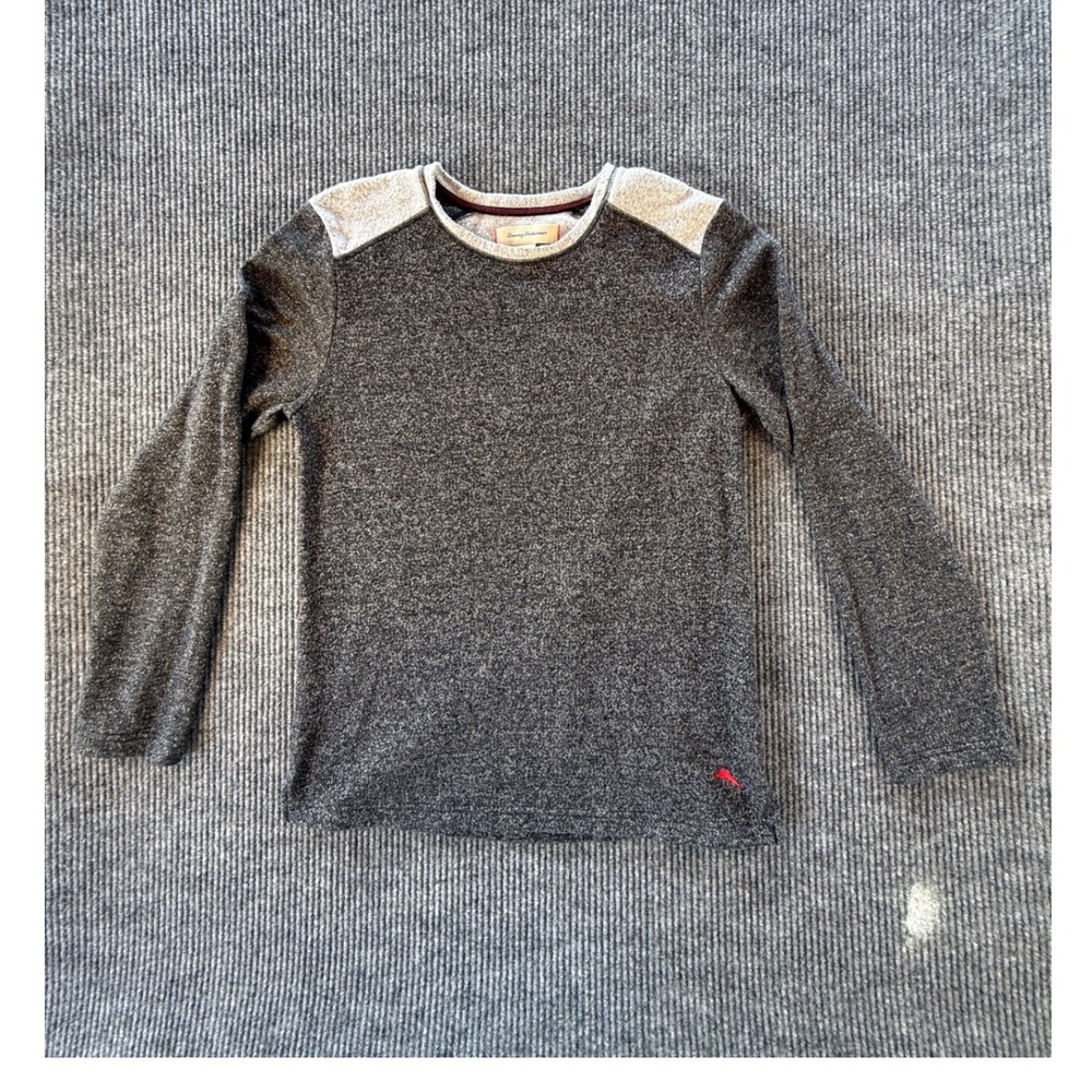 Tommy Bahama Mens Medium Gray Heather Long Sleeve Crewneck Marlin Logo Shirt